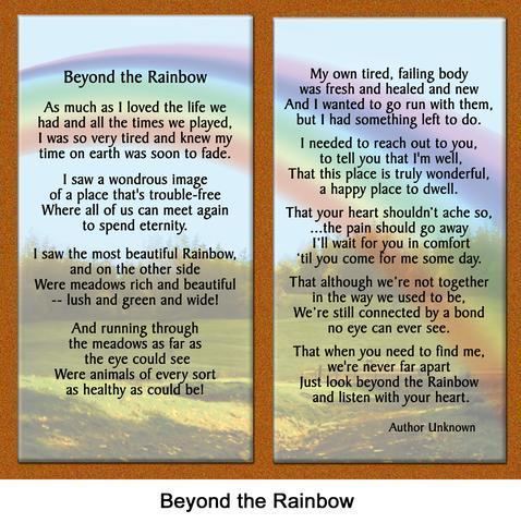 Beyond the Rainbow Pet Loss Poem Beyond the Rainbow Healing the Heart