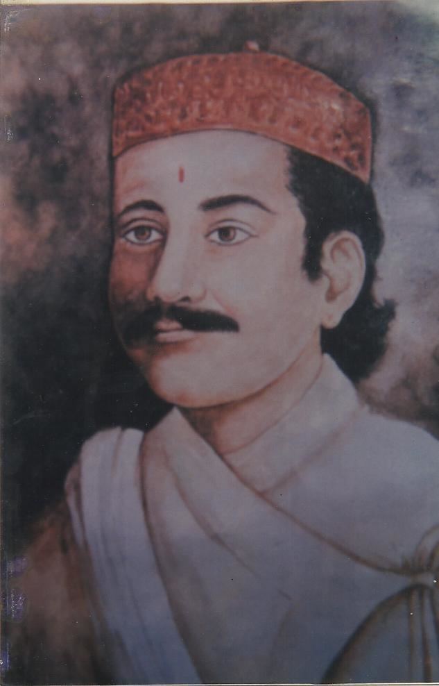 Bhanubhakta Acharya wearing a red hat