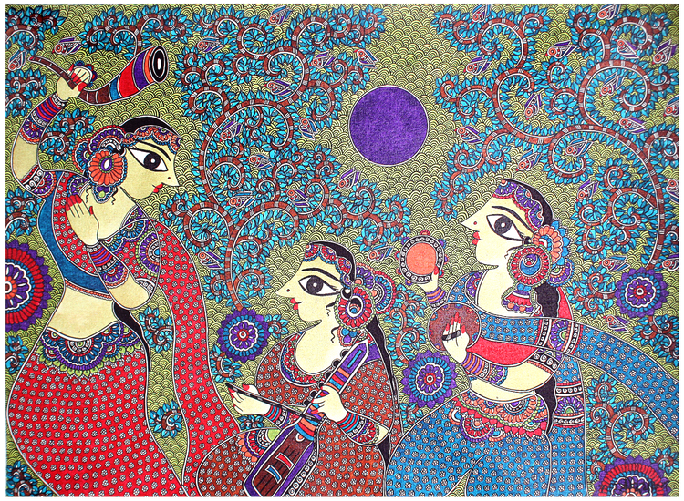 Bharti Dayal Madhubani painting Indian folk art by Bharti Dayal Madhubani Art