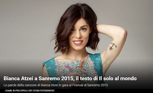 Bianca Atzei Festival di Sanremo 2015 i Testi Bianca Atzei con Il