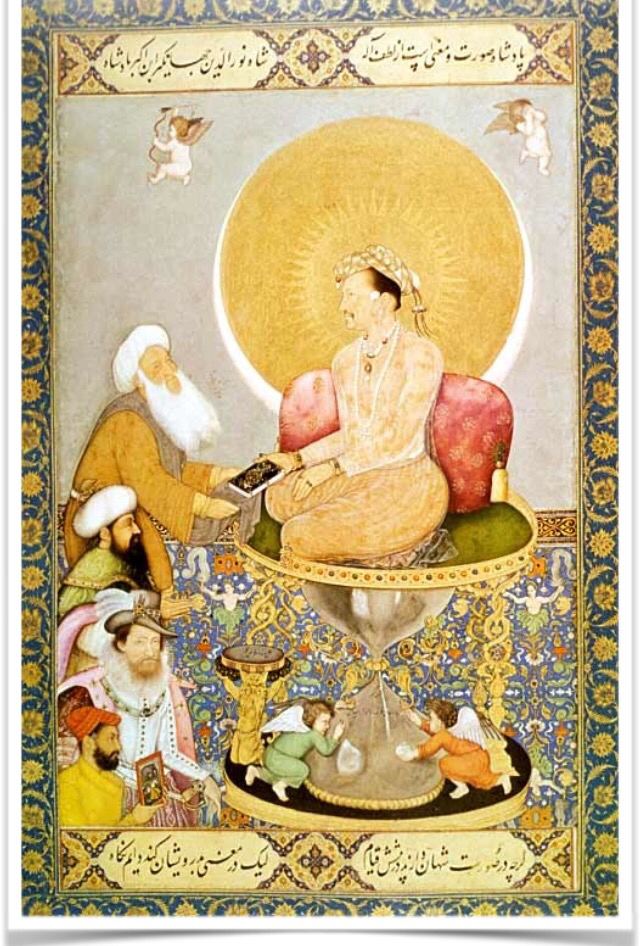 Bichitr Jahangir seated on an hourglass throne Artist Bichitr
