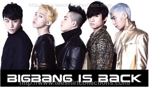 Big Bang (South Korean band) Bigbang Big Bang is Back South Korean KPop Group Band White TShirt