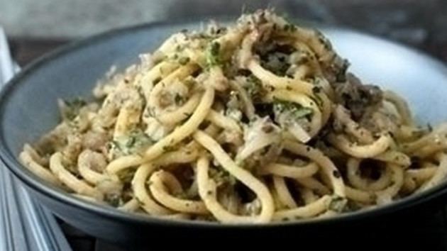Bigoli Bigoli with anchovy sauce Good Food Channel