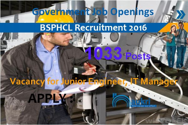 Bihar State Power Holding Company Limited BSPHCL Jobs 2016 1033 Junior Engineer and IT Manager Posts bsphcl