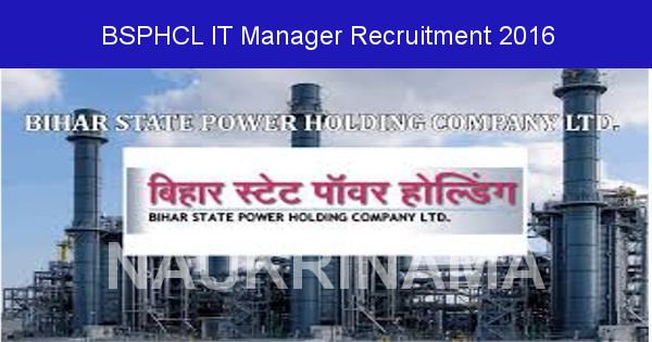 Bihar State Power Holding Company Limited BSPHCL Recruitment 2016 98 IT Managers Posts bsphclbihnicin