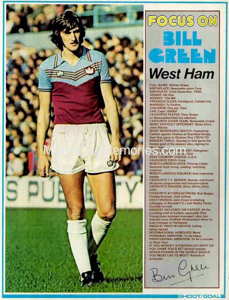 Bill Green (footballer) Focus On Bill Green of West Ham in Shoot magazine in 1978 WEST