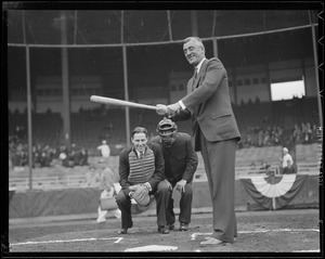 Bill Klem Gov Saltonstall at bat Mayor Tobin catching Bill Klem umpire at