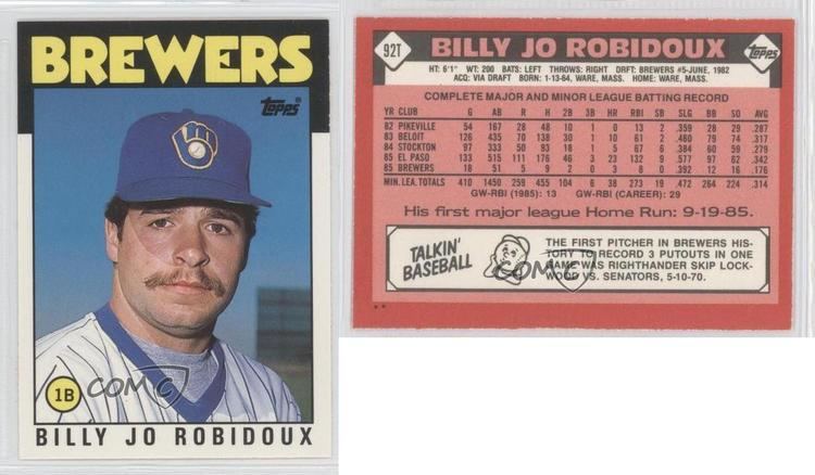 Billy Jo Robidoux 1986 Topps Traded 92T Billy Jo Robidoux Milwaukee Brewers RC