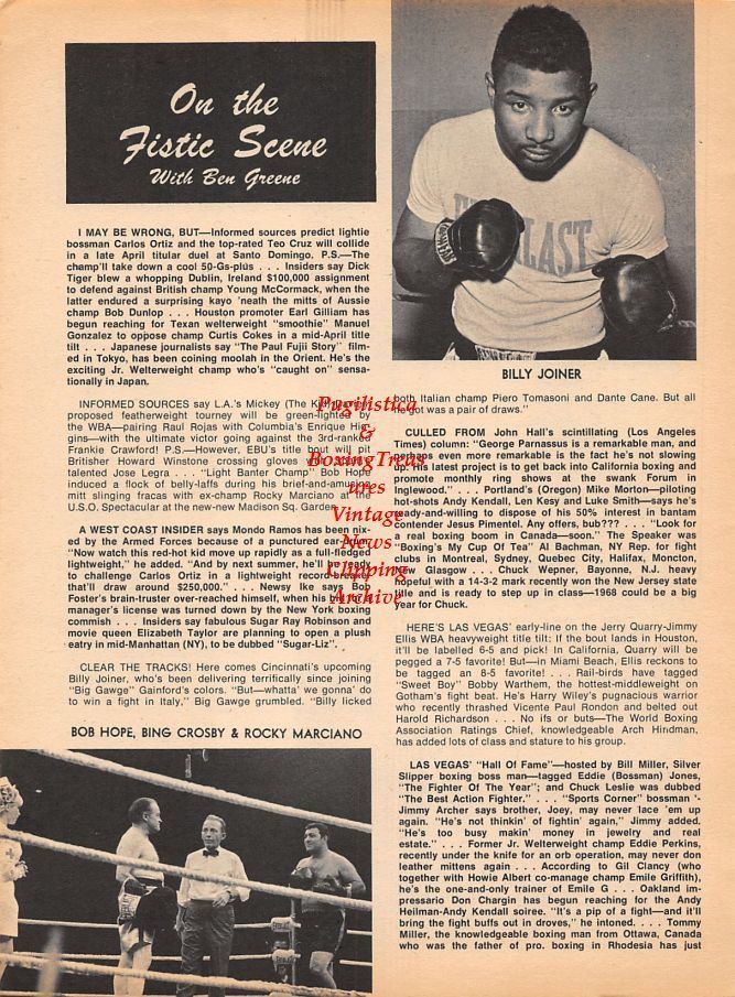 Billy Joiner Boxing News Clipping 976 Billy Joiner Rocky Marciano with Bob