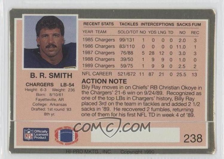 Billy Ray Smith Jr. 1990 Action Packed Base 238 Billy Ray Smith Jr COMC Card