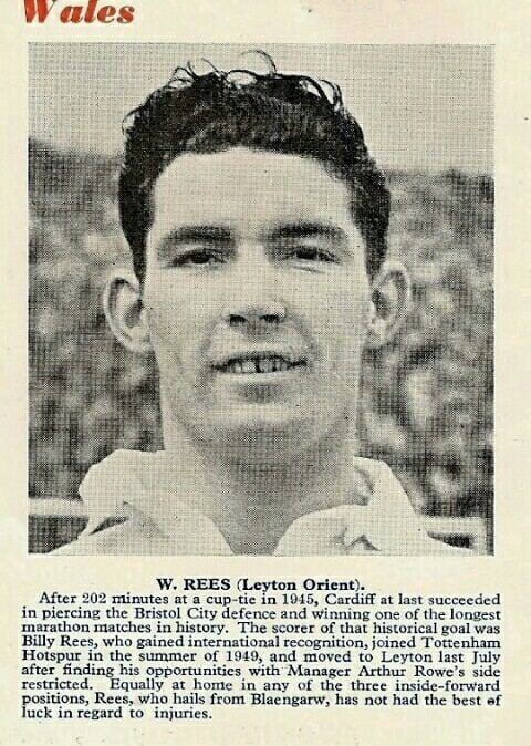 Billy Rees Billy Rees of Leyton Orient Wales in 1950 1950s Football