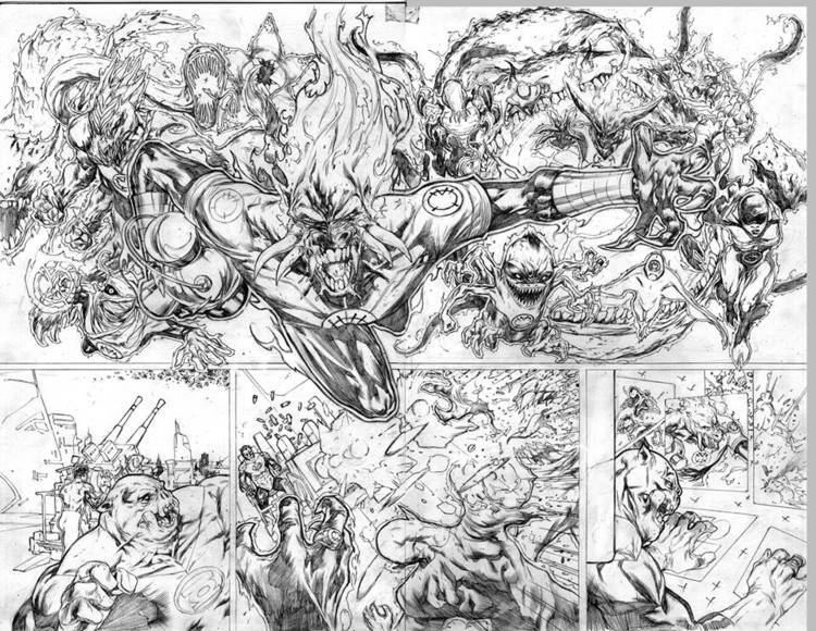 Billy Tan Two New Pencilled Pages from Green Lantern 21 by Billy