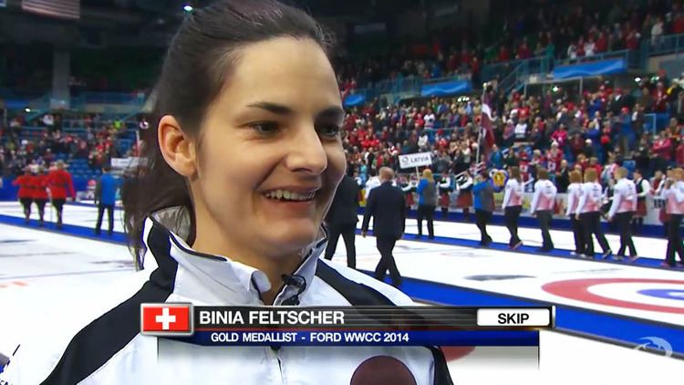 Binia Feltscher 2014 WCF World Women39s Curling Championship Gold Medal