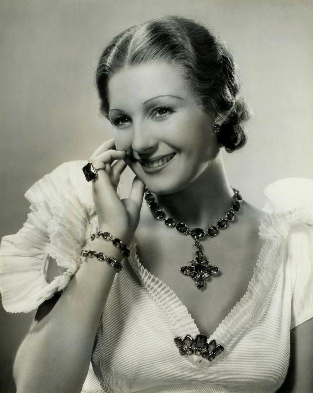 Binnie Barnes Binnie Barnes wearing Joseff of Hollywood jewelry Actors