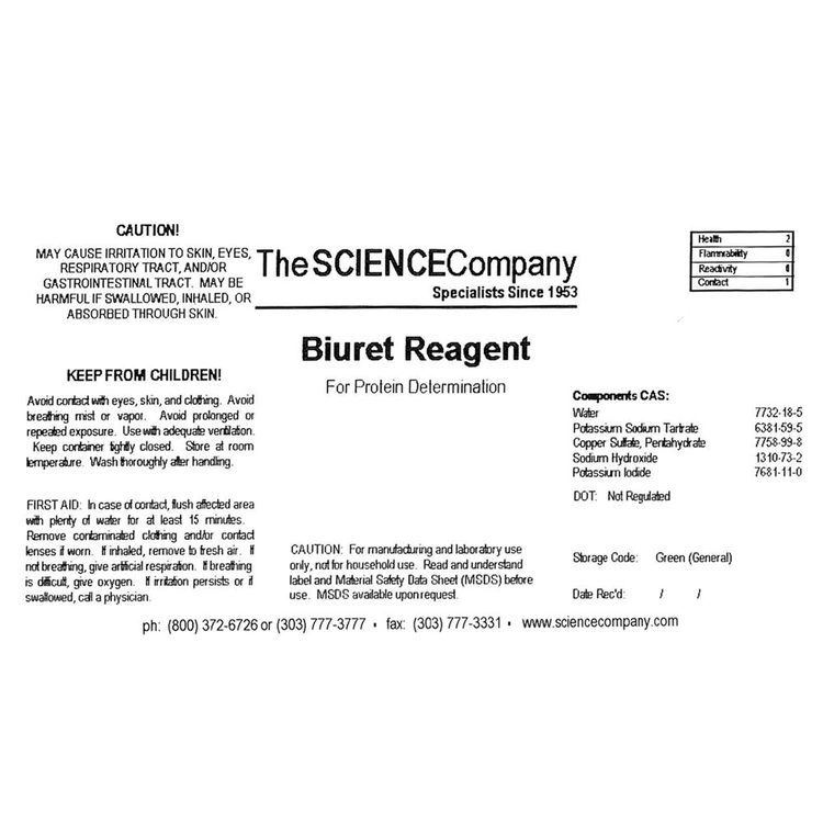Biuret Protein Test Biuret Reagent Solution 4oz for sale Buy from The