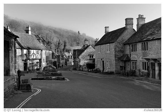 Black and white village English Villages England Black and White pictures Europe stock