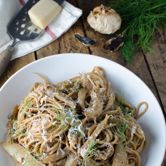 Black garlic (food) Creamy Fennel and Black Garlic WholeWheat Pasta Recipe Kristen