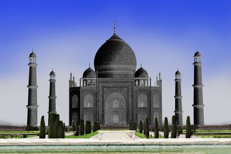 A representation of the Black Taj Mahal that described Shah Jahan wanting to build another identical mausoleum on the opposite bank of the river Yamuna with black stone.