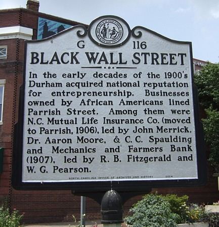 Black Wall Street (Durham, North Carolina) Black Wall Street Marker G116 North Carolina Historical Markers