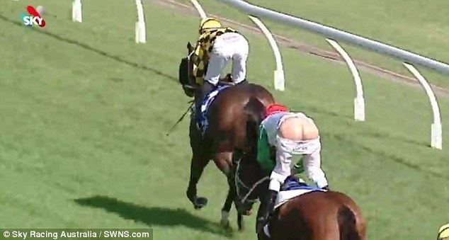 Blake Shinn Jockey Blake Shinn ends race on bum note as trousers fall