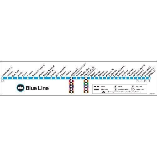 Blue Line (CTA) CTAGiftscom Blue Line Map Poster