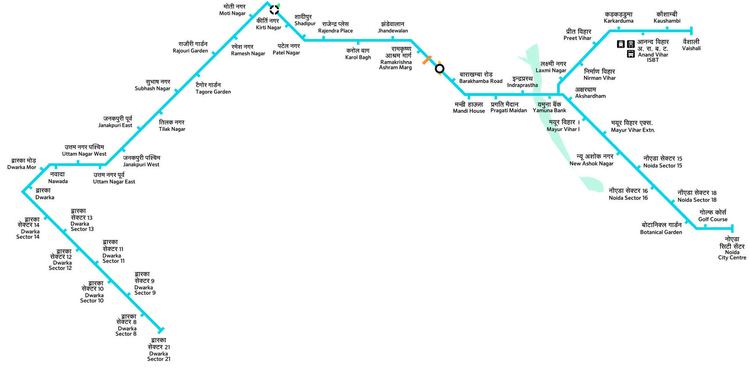 Blue Line (Delhi Metro) wwwdelhimetrotimesinmapsdelhimetroblueline