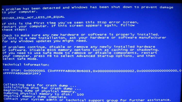 Blue Screen of Death stop error 0x000000D1 in MSI GE60 0nd0nc