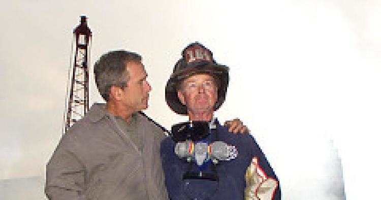 Bob Beckwith Bush and FDNY hero together at 911 and for his exit NY Daily News