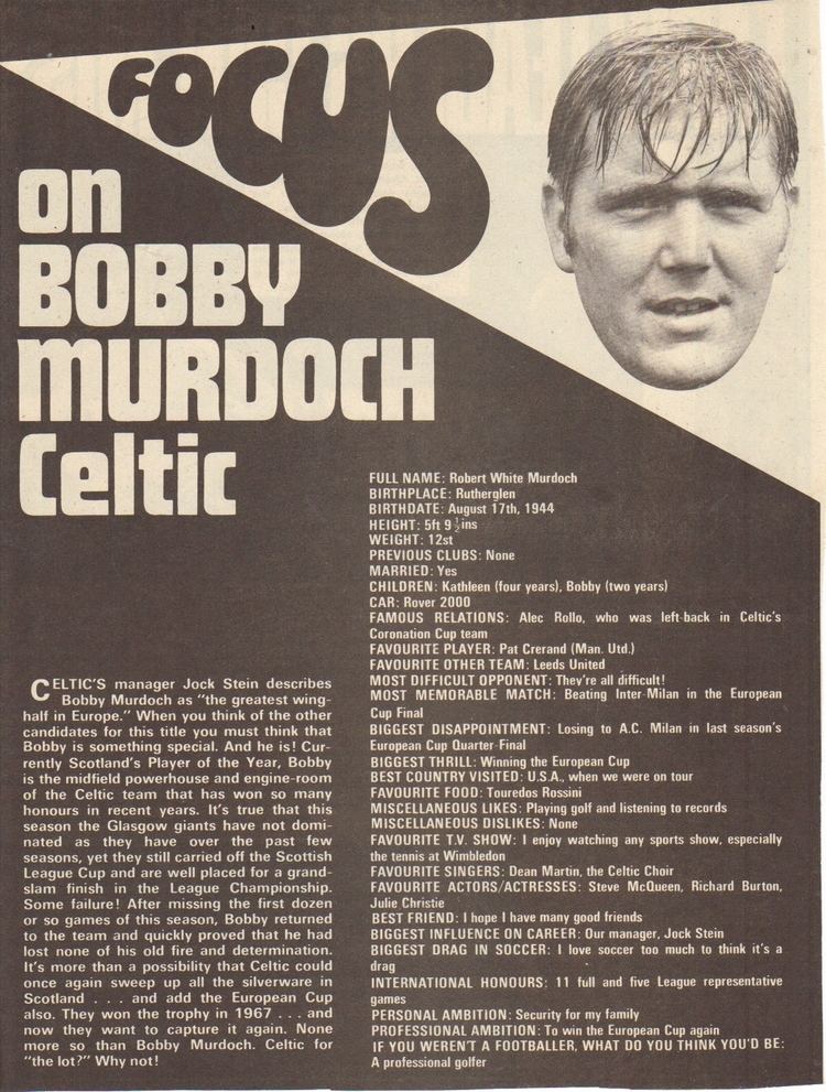Bobby Murdoch The Bhoy in the Picture Bobby Murdoch The Celtic