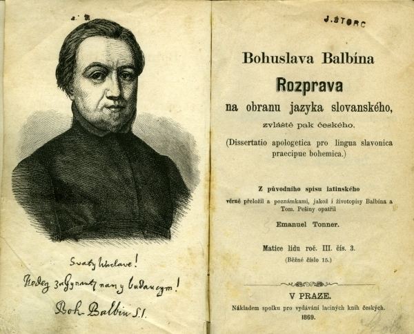 Bohuslav Balbin Rozprava na obranu jazyka slovanskho zvlt pak eskho