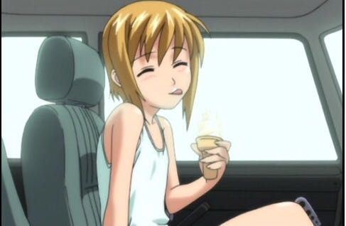 Boku no Pico inside a car eating an ice cream | a video animation scene