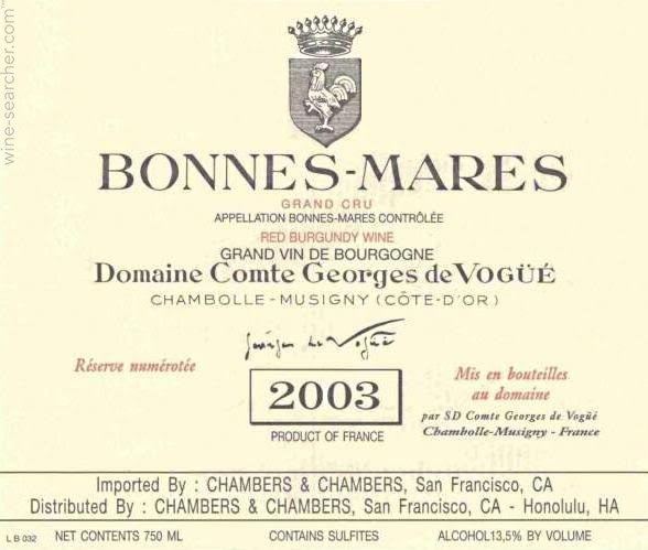 Bonnes Mares 1996 Domaine Comte Georges de Vogue BonnesMares Grand Cru Cote de