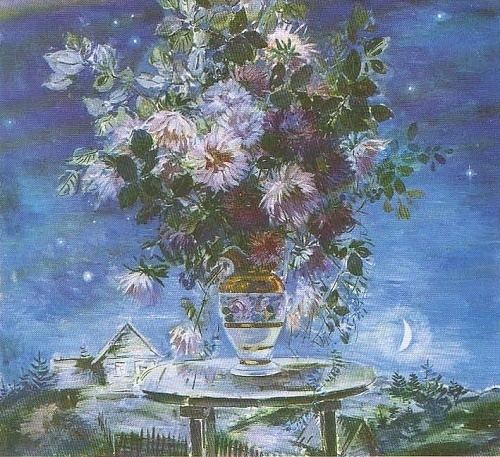 Boris Shamanov Painting flowers Soviet artist Boris Shamanov Soviet Art