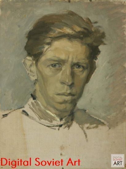 Boris Sholokhov Portrait of Young Boris Sholokhov after the War Masters of Soviet Art