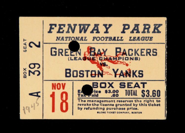 Boston Yanks Lot Detail 1945 Green Bay Packers vs Boston Yanks at Fenway Park