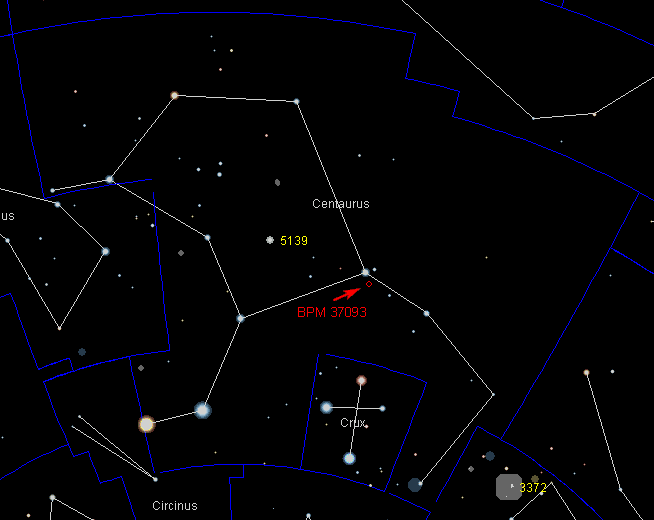 BPM 37093 Astronomers Location of the quotdiamond starquot BPM 37093 Straight