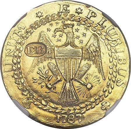 Brasher Doubloon 1787 DBLN Brasher Doubloon EB on Wing W5840 MS63 NGC CAC