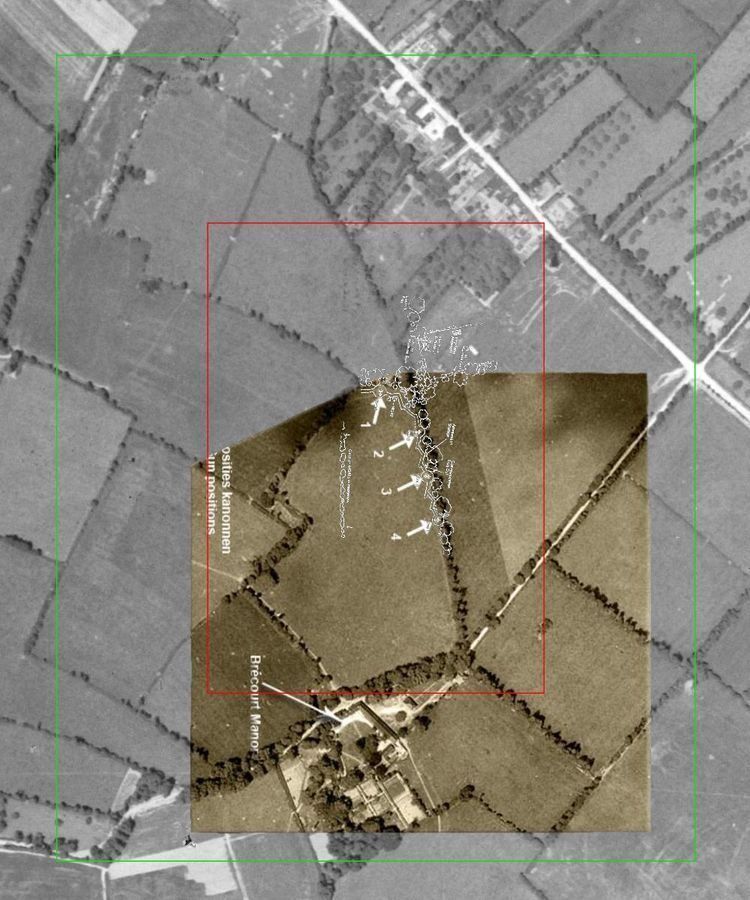 An aerial view of the Brécourt Manor area which used during a strategy before commencing the assault.