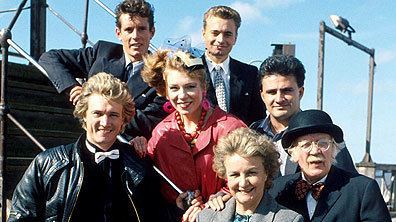 Casts of Bread, a British television sitcom: Jonathon Morris, Nick Conway, Graham Bickley, Gilly Coman, Victor McGuire, Jean Boht, and Kenneth Waller (from top to bottom, left to right).