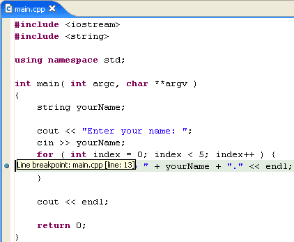 Breakpoint helpeclipseorglunatopicorgeclipsecdtdocus