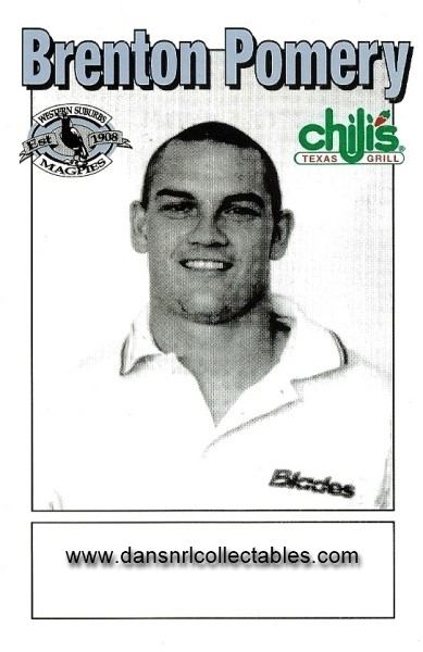 Brenton Pomery 1998 Wests Magpies Chilis Rugby League Post Card Brenton Pomery 16433
