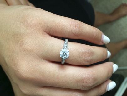 Brian Gavin Gabis Hand Picture of her New Brian Gavin Diamond Engagement Ring