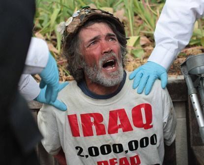 Brian Haw Parliament Squares veteran peace protester Brian Haw is treated for