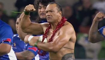 Brian Lima Shirtless Brian Lima leads Samoa in Siva Tau wardance vs
