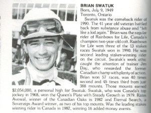 Brian Swatuk Brian Swatuk dies at 65 Jockey Talk 360