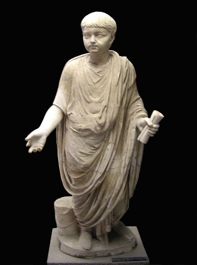 Britannicus Statue of Britannicus in toga Rome Vatican Museums