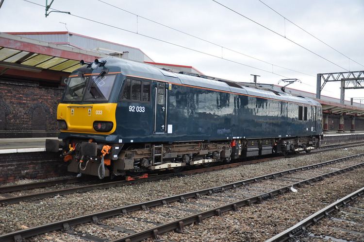British Rail Class 92 Caledonian Sleeper Blue Class 92 92033 Having emerged fro Flickr