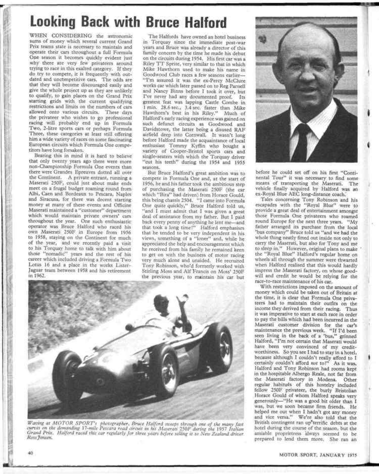 Bruce Halford Looking Back with Bruce Halford Motor Sport Magazine Archive