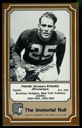 Bruiser Kinard Bruiser Kinard 1975 Fleer Immortal Roll 75 Vintage Football