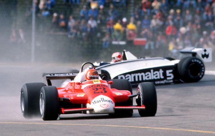 Bruno Giacomelli Nelson Piquet spins off after his handling deteriorated as
